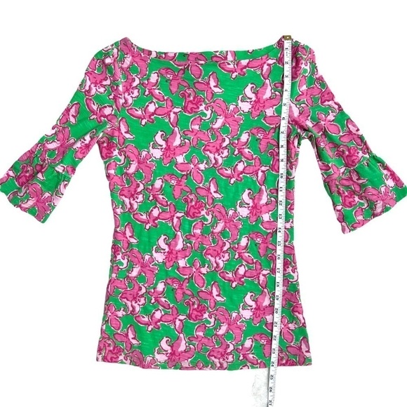 Lilly Pulitzer Boatneck Belle Top All A Flutter Pink Green Butterfly Extra Small - Picture 14 of 16